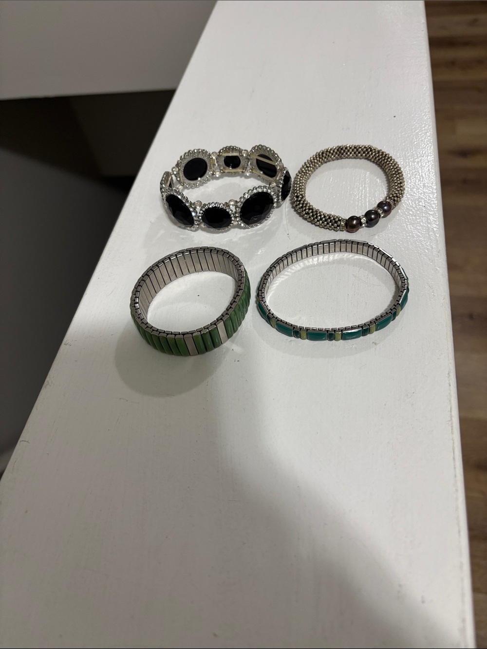 Black and Green Stretch Bracelet Set - Women Jewelry